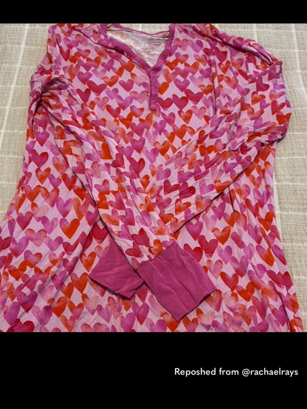 Little Sleepies • Pink + Red Long Sleeve Heart Print Pajama Top